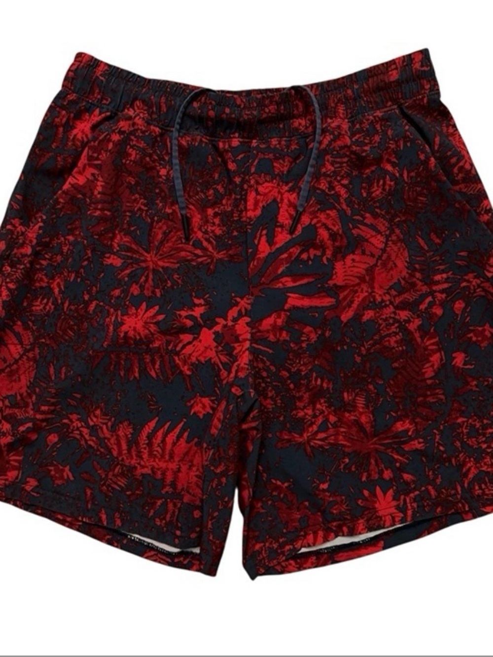 Lululemon Pace Breaker Shorts Mens Size M Lined Drawstring Running Floral Red